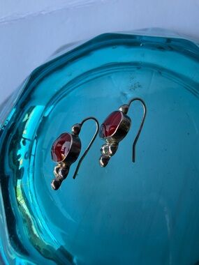 Vintage Red Jasper Earrings 925 Silver